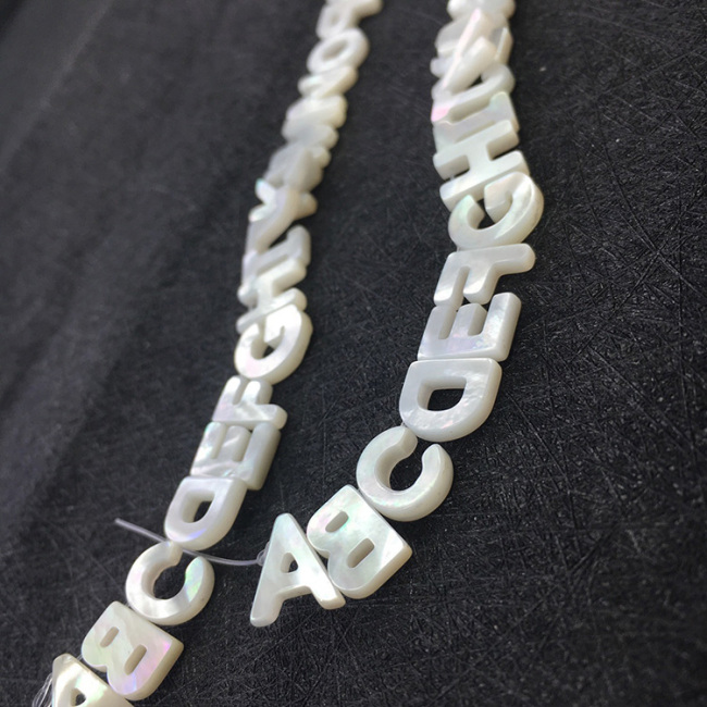 SP4195 Initial Jewelry Supplies Cabochons White Mother of Pearl Shell 26 Alphabet Letter Initial Charm Beads,zodiac sign charms