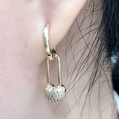 EC1620 2020 Womans Fashion Dainty CZ Lock Butterfly Charm Earrings,  CZ Micro Butterfly Hoop Huggie Earring