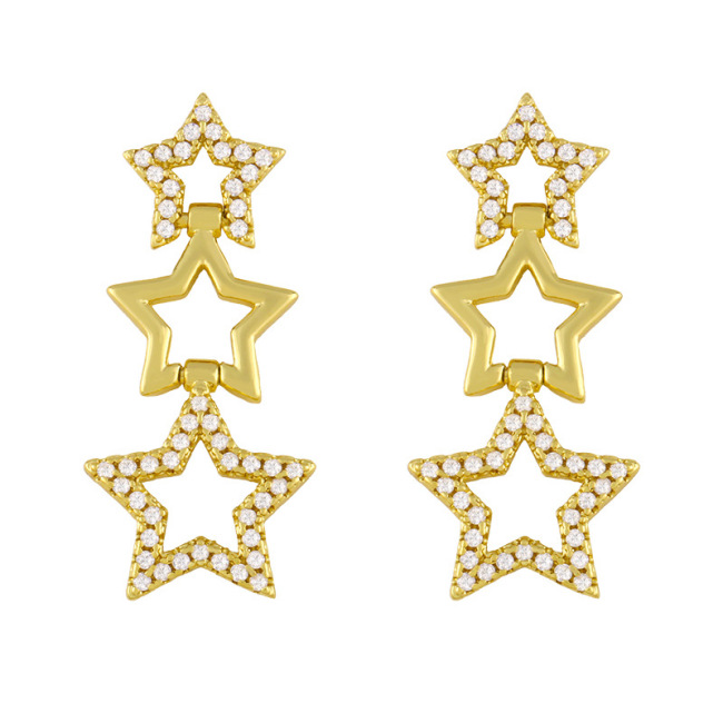 EC1748 Fashion CZ Micro Pave Earring White Cubic Zirconia heart diamond oval star charm drop Earring