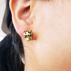 EC1145 Chic CZ micro pave animal studs earring,Cubic zirconia leopard head earring for women girls
