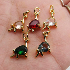 CZ8501 tiny 18k gold cz micro pave Dinosaur Pterosaur Pterodactyl charms ,Fashion jewelry brass small cz Dinosaur Dino charms