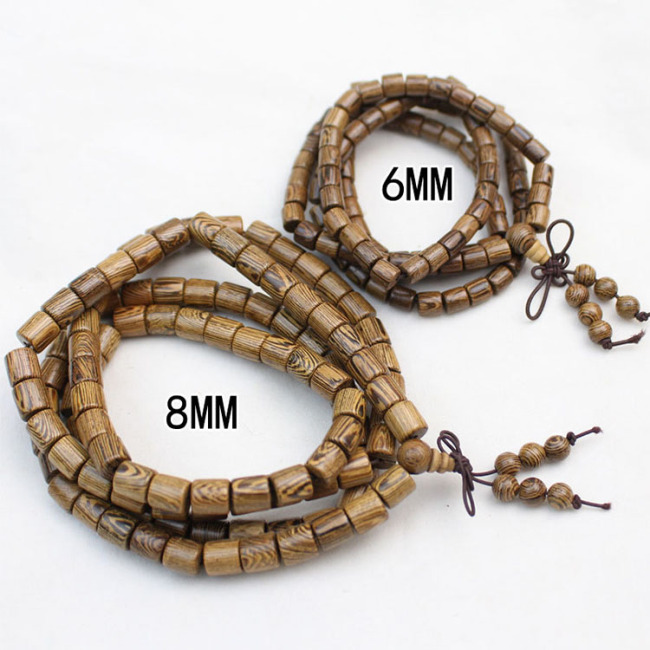 SB0710 African Senna Siamea Wood Prayer Buddha Mala Meditation Beads