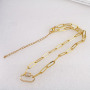 NZ1073 Dainty Jewelry Chic Gold Cubic Zirconia CZ Micro Pave Carabiner Clasp Buckle Lock Pendant Paper Clip Chain Necklace