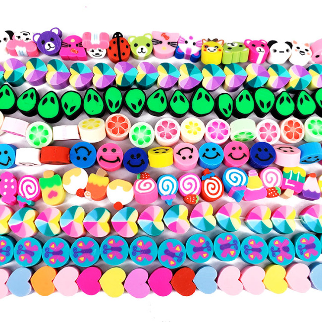 Colorful Clay Jewelry Beads Rainbow Polymer Clay Smiley Heart Skull Flower Animal Jewelry Spacer Coin Beads for Kids Jewelry