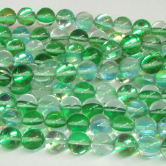 SB6367 Rainbow Matte Flashy Manmade Glowing Synthetic Moonstone Shiny Matte Stone Round Beads