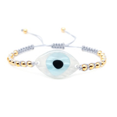 BM1006 Fashion Big Evil Turkish Eye Bead with 4mm Gold Bead Macrame Bracelets for women