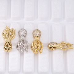 CZ7877 Dainty Cute Mini Gold Diamond CZ Micro Pave Octopus Charm Pendants CZ7877 Dainty Cute Mini Gold Diamond CZ Micro Pave Octopus Charm Pendants