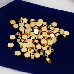 JS1226 Wholesale gold plated brass metal hexagonal spacer beads,gold Geometric hexagon beads