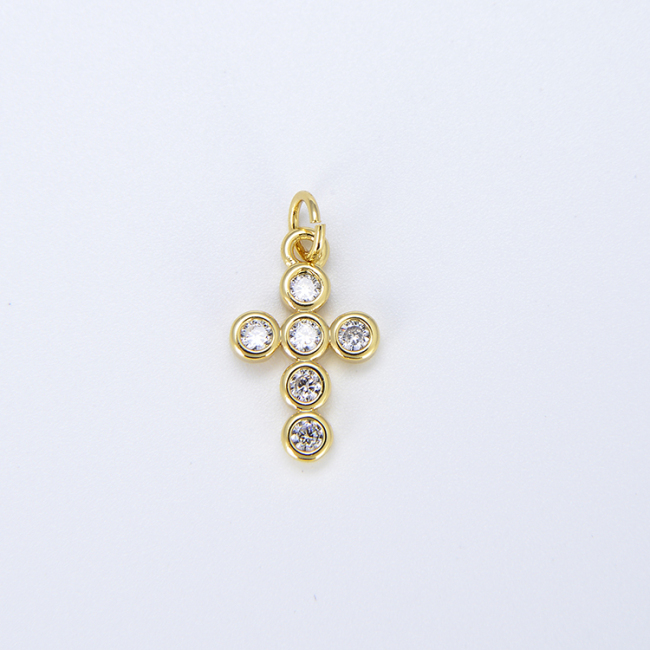 CZ8328 Wholesale tiny mini cz micro pave diamond cross pendant charm,cubic zirconia Christian religion pendant findings