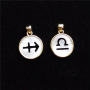 JF7344 18K Gold Plated Hollow Horoscope Zodiac Sign Round Coin Disc Charm Pendant for Necklace