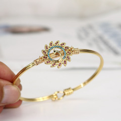 BA1032 Fashion Women Jewelry Gold plated Brass CZ Micro Pave Peacock Ladies Bangles
