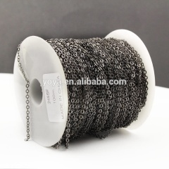 BC1164C Gunmetal Cable Chains,Black Plated Brass Chains Spools, Little Oval Soldered Flat Cable Chains