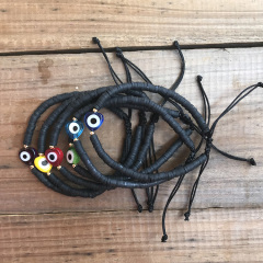 BP1007 Trial Jewelry Black African Vinyl Discs Polymer Clay Disc Heishi Beads Eye Heart Charm Macrame Bracelets