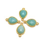 JF8711 Dainty Gold Plated Faceted Natural moonstone Semiprecious Stone Gemstone Oval Bezel Two Ring Connector