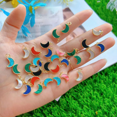 JF7340 Dainty Mini 18k Gold Plated Gemstone Stone Star Moon Crescent Charm Pendants JF7340 Dainty Mini 18k Gold Plated Gemstone Stone Star Moon Crescent Charm Pendants