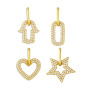 EC1718 2021 Womans Fashion Gold Plated Clear CZ Micro Pave Heart Star,Crescent Hamsa Hand Circle Dangle Charm Huggie Earrings