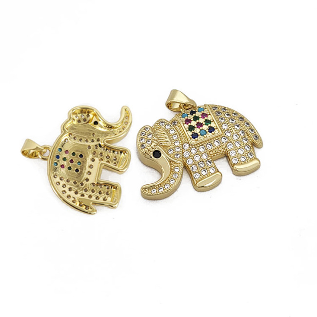 CZ8507 Wholesale gold plated cz micro pave elephant charm pendant ;Cubic zirconia elephant charm