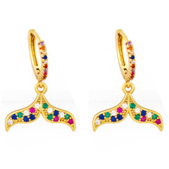 EC1767 Fashion cuff fish bone women enamel brass with CZ clips earring, trendy fish tail earrings clips ladies earring