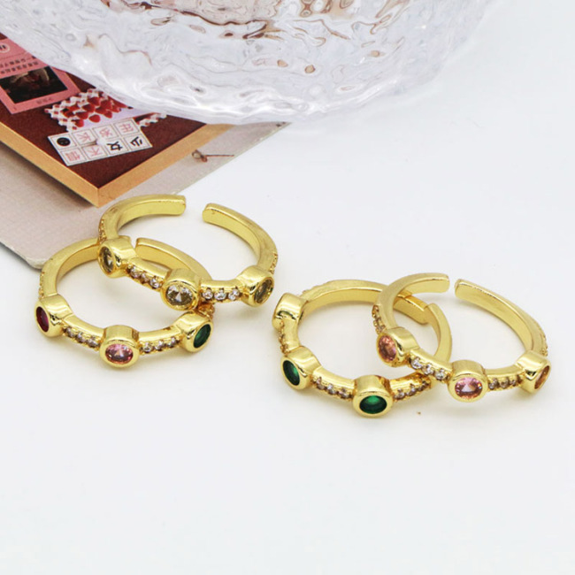 RM1356 Delicate 18k gold plated everyday Diamond CZ Paved Stacking Rings, Gold Minimalist Diamond Rings