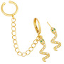 Unbalance Moon & Star Gold Cartilage Threader Climber Earrings with Ear Cuff, CZ Gold Chain Celestial Star Cross Wrap Earring
