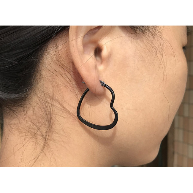 ES1022 IPG Gold Plating Stainless Steel Heart Shape Hoop Earrings