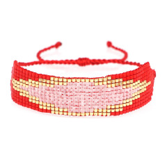 BG1091 Black Red Chic Loom Miyuki Seed Beads Bracelet Good Luck Evil Turkish Eye Adjustable Amulet Charm Bracelet