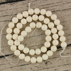 OB098 Natural Cream White ivory bone round beads