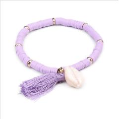 BE1002 summer season trending polymer clay disc beaded shell products handmade tassels bohemia bracelet women