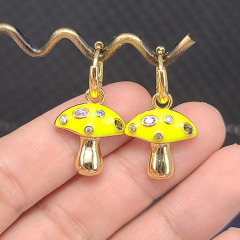 EC1768 New Arrival fashion mushroom women brass with CZ clips earring, trendy enamel earrings clips ladies earring
