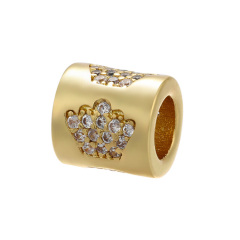 CZ6551 Wholesale silver gold rose gold Plated CZ Micro Pave Star Heart Evil Eyes Crown Signet Tube Cylinder Spacer Beads