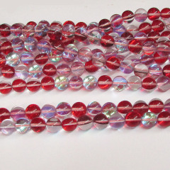 SB6367 12MM Rainbow Matte Flashy Manmade Glowing Synthetic Moonstone Shiny Matte Stone Round Beads