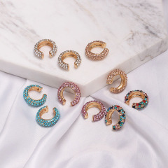 EM1096 Fashion Crystal PaveHuggie Hoop Cartilage Earrings for Women Girls