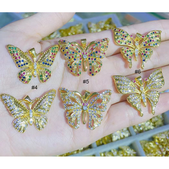 CZ8095 Chic CZ Butterfly Charm,Tiny Minimal Zircon Cubic Zirconia Butterfly Charm Pendant