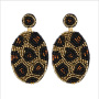 EG1021 High Quality Dainty Tiny Miyuki Seed Beaded Leopard Oval Shape Drop Earrings