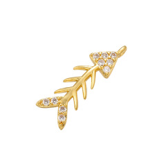 CZ7882 Chic Mini Diamond Jewelry Charm CZ Micro Pave Fishbone Charms
