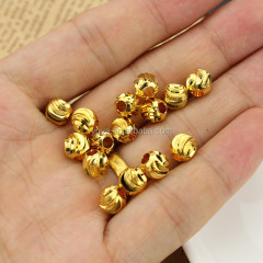 JS1157 Gold Carved Metal Corrugated Pumpkin Ball Beads,Jewelry Spacer Beads