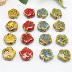 CC1842 Vintage Flower Shape Ceramic Beads, Handmade Pottery, Chinese Plum blossom Porcelain Beads for Jewellery Making CC1842 Vintage Flower Shape Ceramic Beads, Handmade Pottery, Chinese Plum blossom Porcelain Beads for Jewellery Making