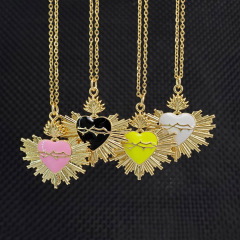 NS1192 Fashion enamel heart pendant women necklace,charm water proof stainless steel O chain enameled heart ladies necklace