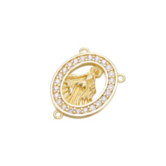 CZ8072 Hotsale Dainty Gold Plated CZ Zircon Micro Blessed Mother Mary Saint Pendant Connectors with 3 Bail Loops