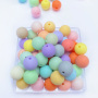 GP0953 Rainbow Multicolor Colored Matte  Acrylic Plastic Round Jewelry Beads