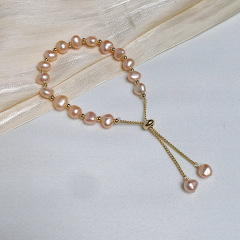 BB1029 elegant adjustable 18k gold plated bracelet natural baroque fresh water pearl bracelet for women