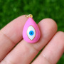 JS1598 New Autumn Jewelry Supplies Rainbow Multi Colored Enamel 18k Gold Evil Eye Teardrop Drop Charm Pendants