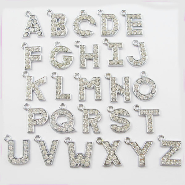 JFL1019 15mm Bling Rhinestone crystal alphabet initial letters charms,letter pendant charms