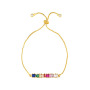 BC1244 Chic Diamond CZ Micro Pave Bar Eye Charm with Adjustable Chain Bracelet
