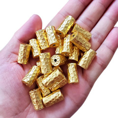 JS1349 Gold plated hammered tube spacer beads for jewelry making