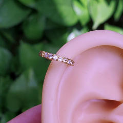 EC1663 fashion rainbow cubic zircon cuff copper women clips earrings brass clips on earring for ladies