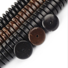 SB0695 Natural brown coconut wood heishi disc jewelry spacer beads