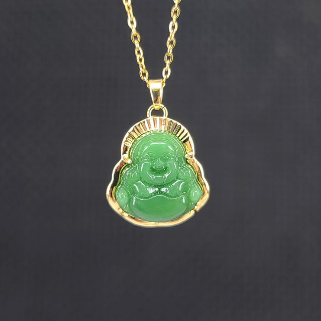 NN1138 stainless steel chain natural stone jade buddha necklace for woman 2021