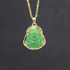 NN1138 stainless steel chain natural stone jade buddha necklace for woman 2021