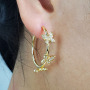 EC1609 Chic Pretty Womens 18k Gold Plated Butterfly collection CZ Micro Paved Butterfly Hoop Stud Earrings for Women Girls